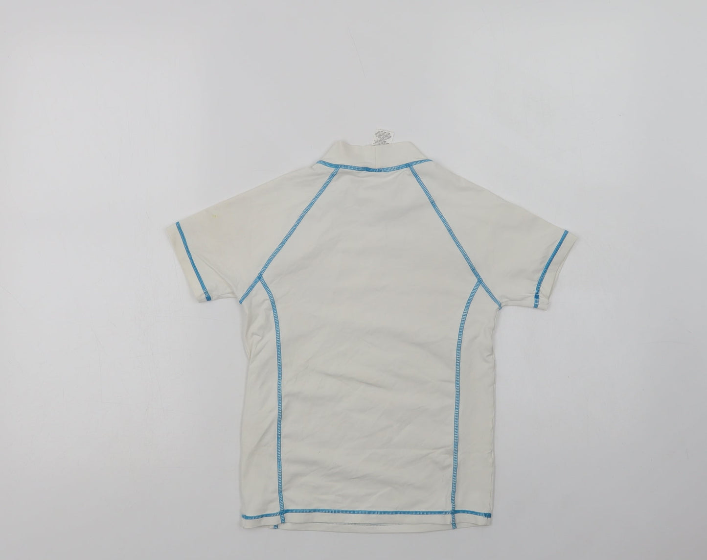NEXT Girls White  Nylon Basic T-Shirt Size 7-8 Years Mock Neck  - Flower