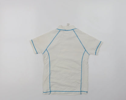NEXT Girls White  Nylon Basic T-Shirt Size 7-8 Years Mock Neck  - Flower