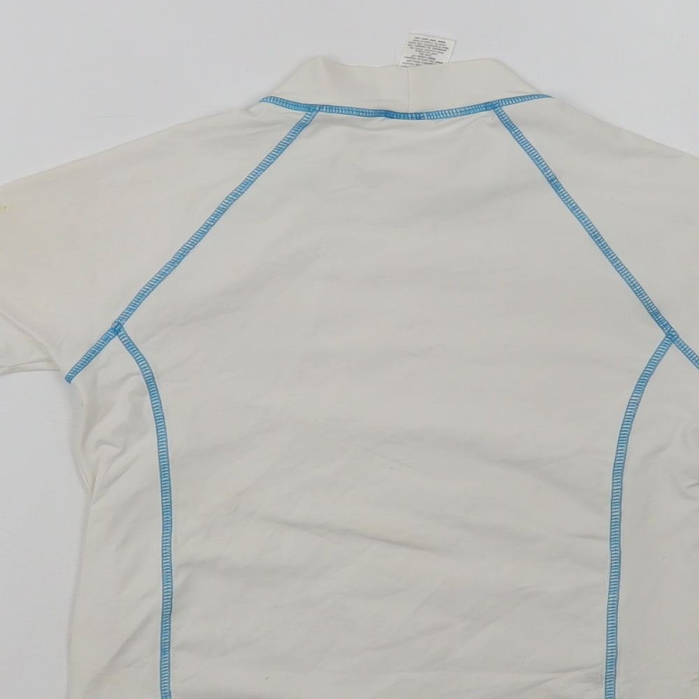 NEXT Girls White  Nylon Basic T-Shirt Size 7-8 Years Mock Neck  - Flower