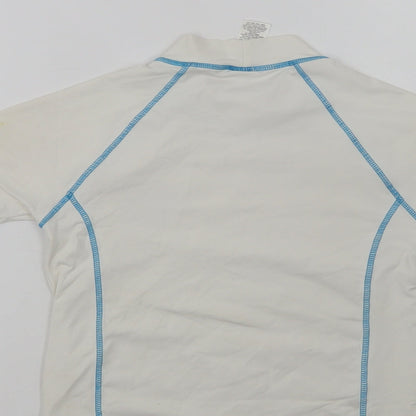 NEXT Girls White  Nylon Basic T-Shirt Size 7-8 Years Mock Neck  - Flower