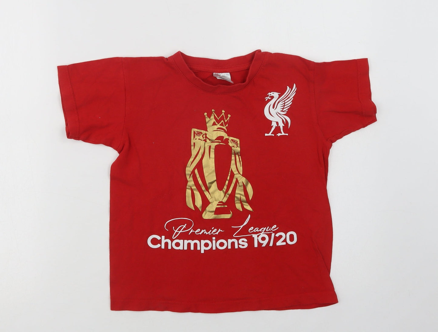 BC Collection Boys Red  Cotton Basic T-Shirt Size 7-8 Years Crew Neck  - Liverpool FC