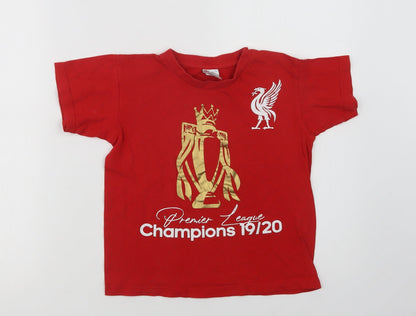 BC Collection Boys Red  Cotton Basic T-Shirt Size 7-8 Years Crew Neck  - Liverpool FC