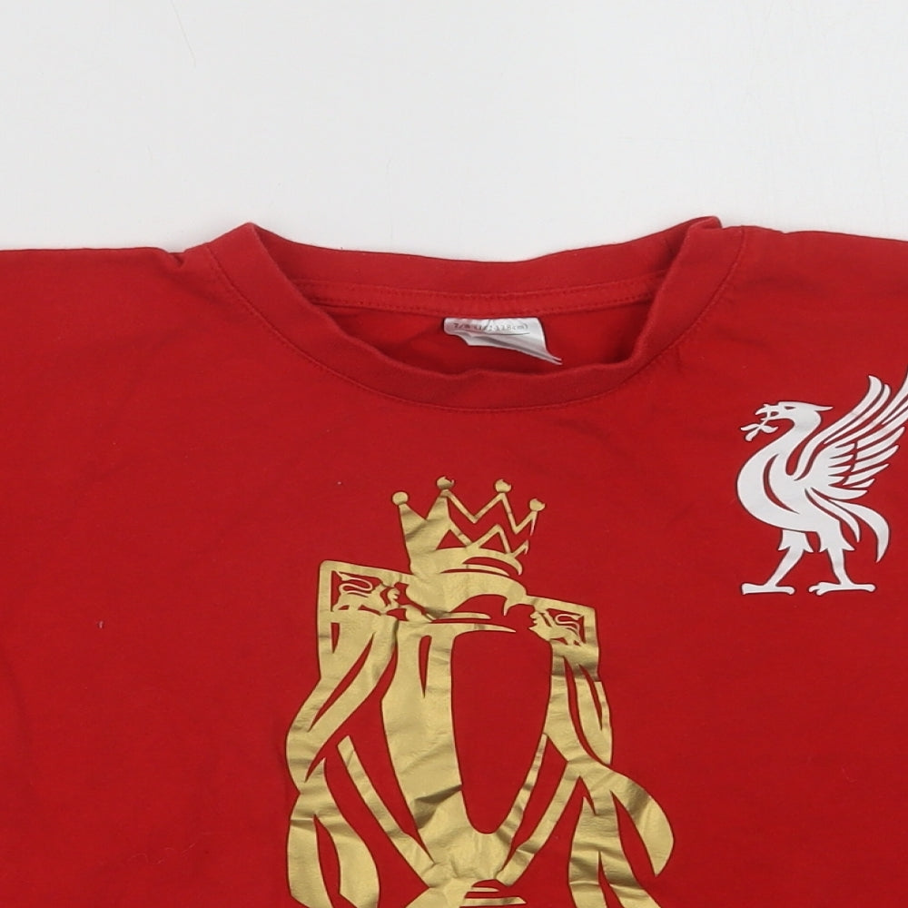 BC Collection Boys Red  Cotton Basic T-Shirt Size 7-8 Years Crew Neck  - Liverpool FC