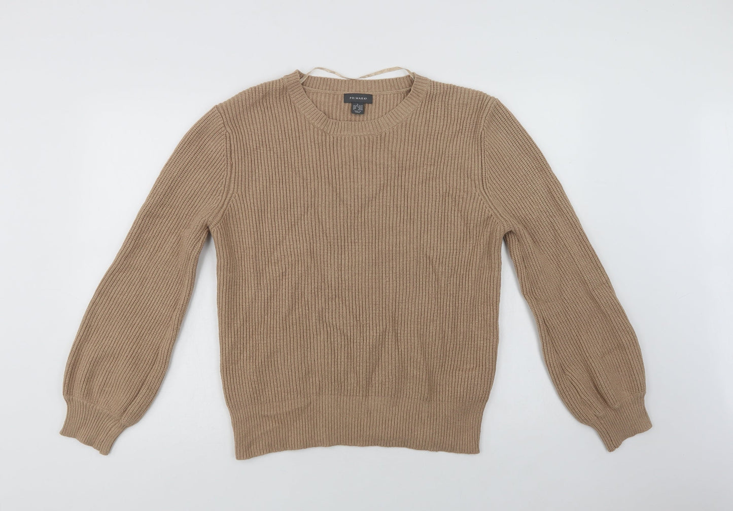 Primark Womens Beige Crew Neck  Viscose Pullover Jumper Size 16