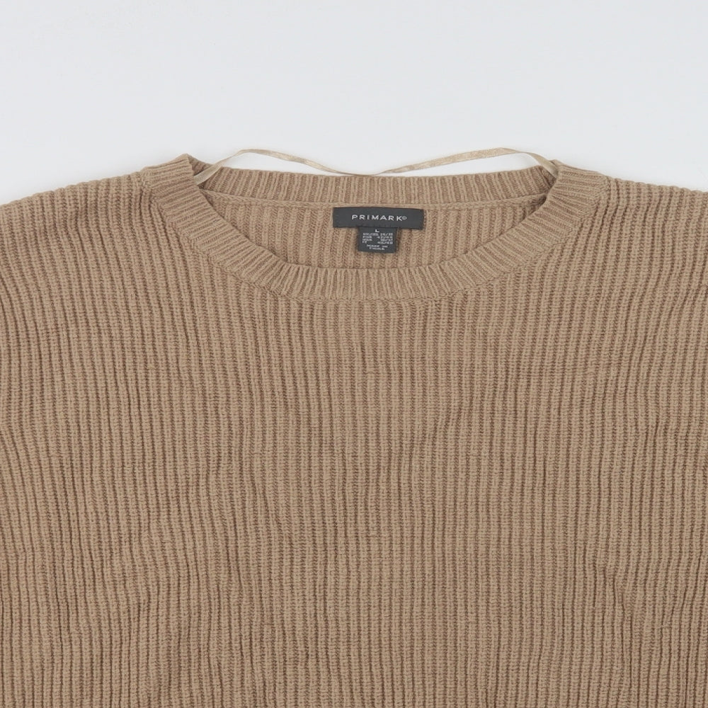 Primark Womens Beige Crew Neck  Viscose Pullover Jumper Size 16