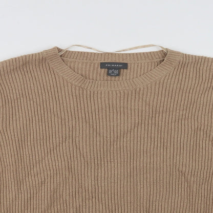 Primark Womens Beige Crew Neck  Viscose Pullover Jumper Size 16