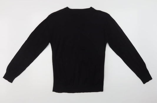 Matalan Mens Black V-Neck  Cotton Pullover Jumper Size M
