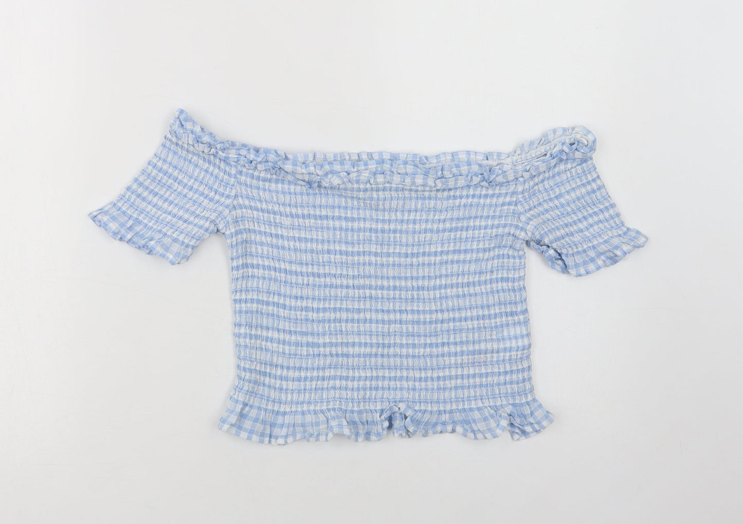Womens UK Size 10 Miss Selfridge Blue Cropped Blouse