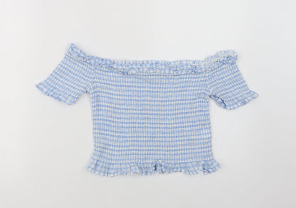 Womens UK Size 10 Miss Selfridge Blue Cropped Blouse