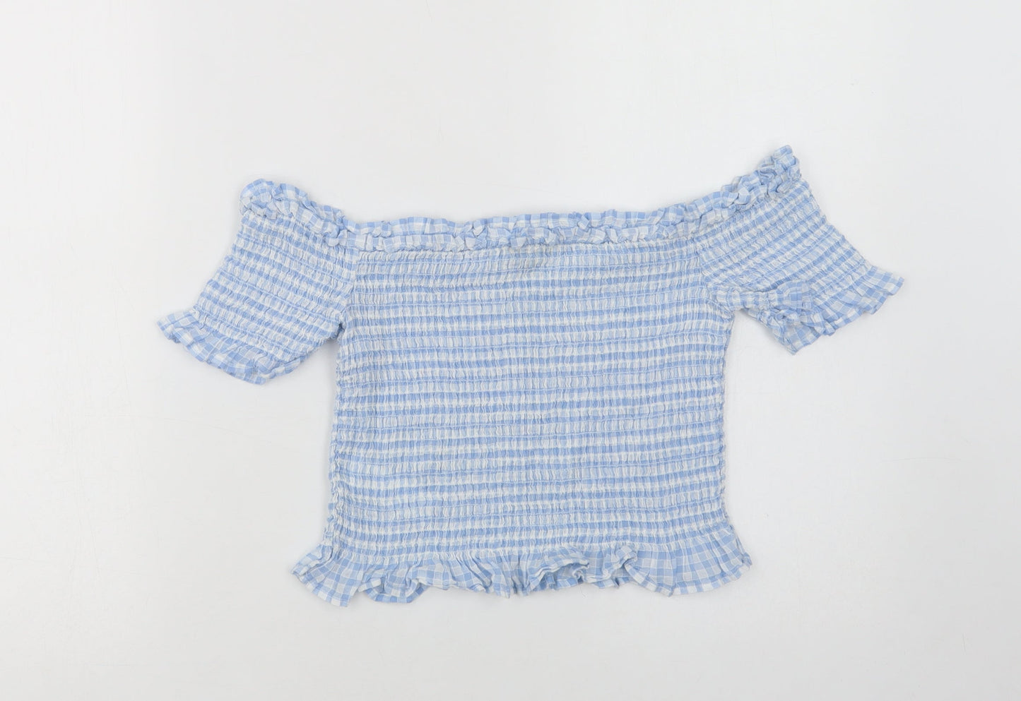 Womens UK Size 10 Miss Selfridge Blue Cropped Blouse