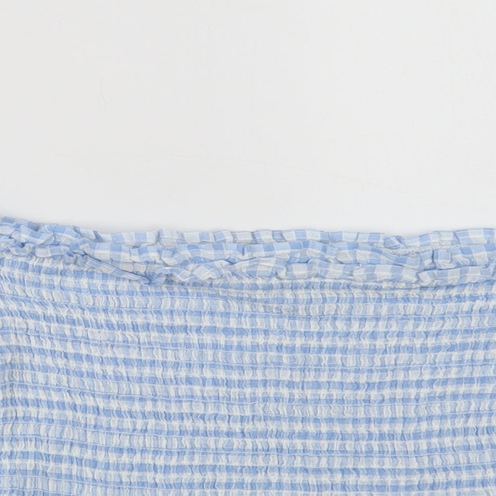Womens UK Size 10 Miss Selfridge Blue Cropped Blouse