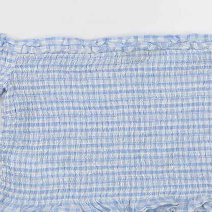 Womens UK Size 10 Miss Selfridge Blue Cropped Blouse