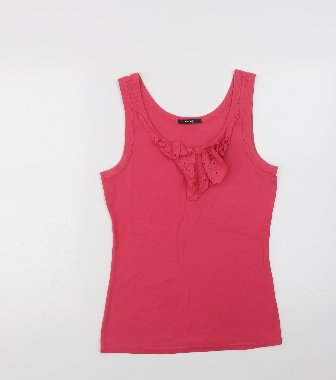 George Womens Pink  Cotton Basic Tank Size 12 Scoop Neck