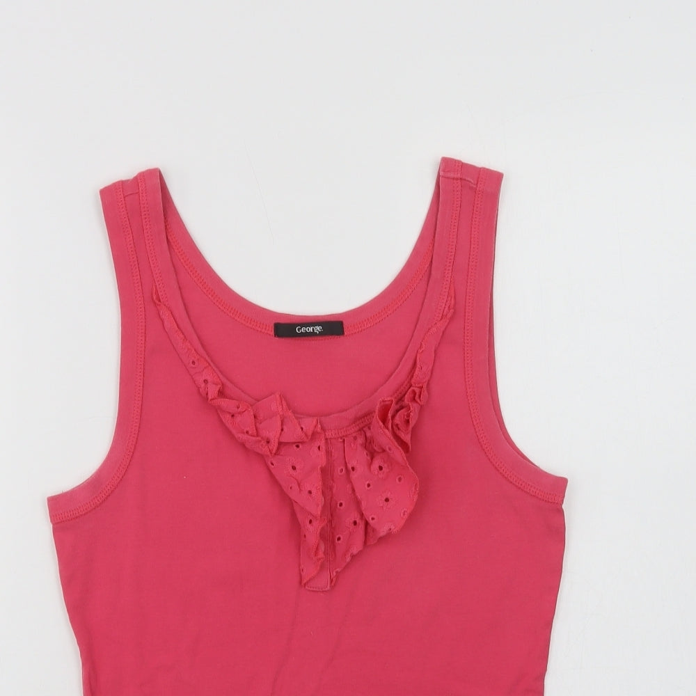 George Womens Pink  Cotton Basic Tank Size 12 Scoop Neck
