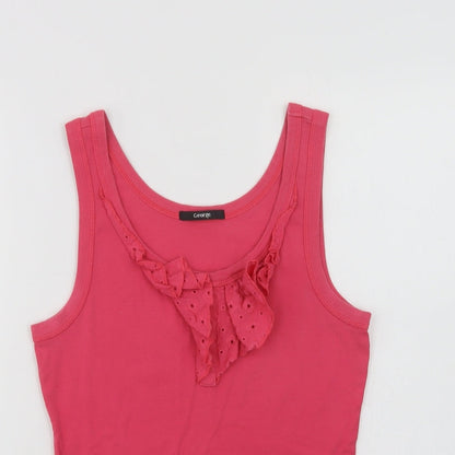 George Womens Pink  Cotton Basic Tank Size 12 Scoop Neck