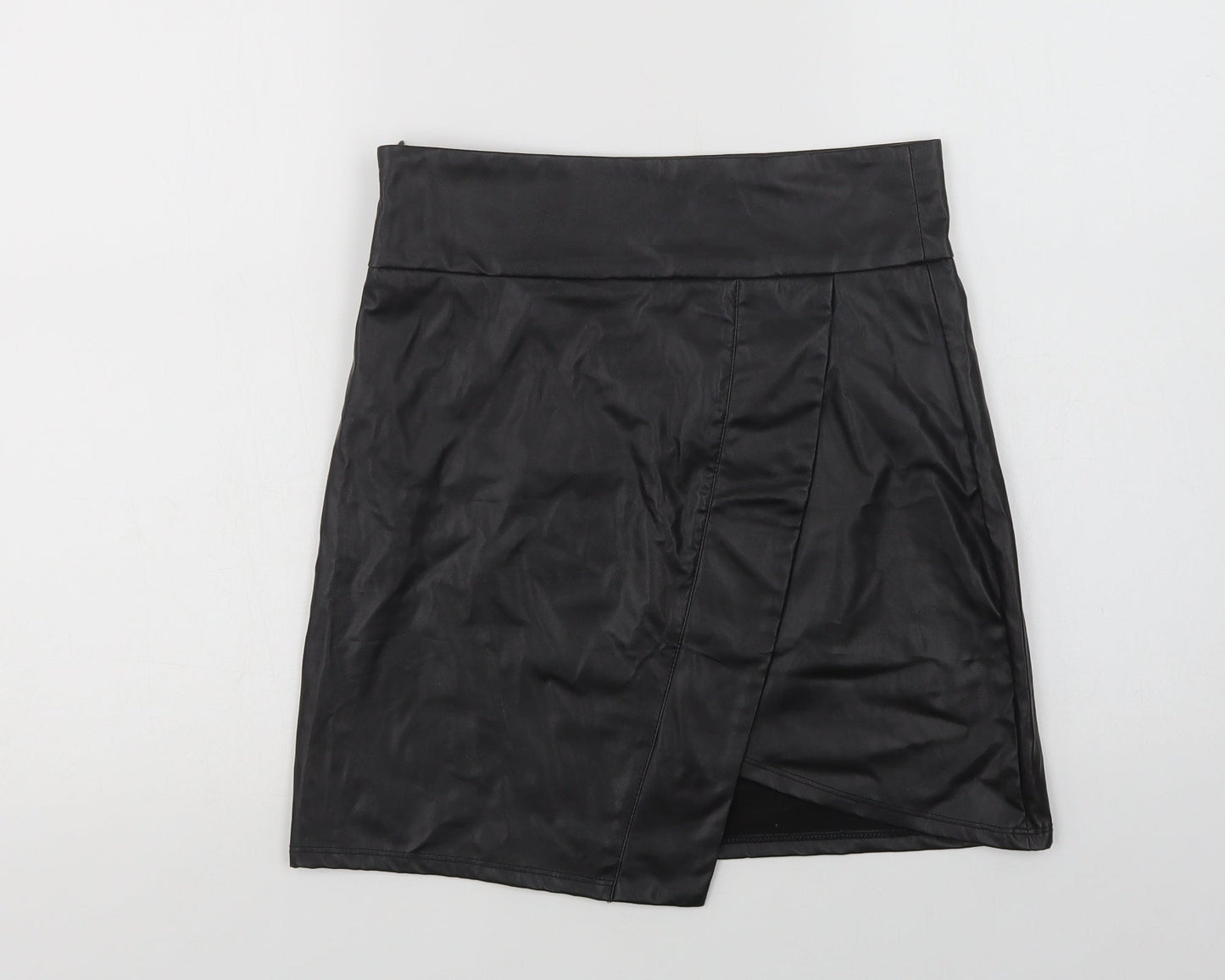 SheIn Womens Black  Polyurethane Mini Skirt Size M   Zip