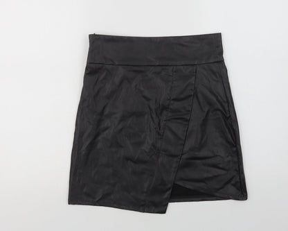 SheIn Womens Black  Polyurethane Mini Skirt Size M   Zip