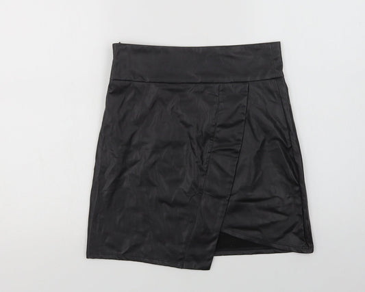 SheIn Womens Black  Polyurethane Mini Skirt Size M   Zip