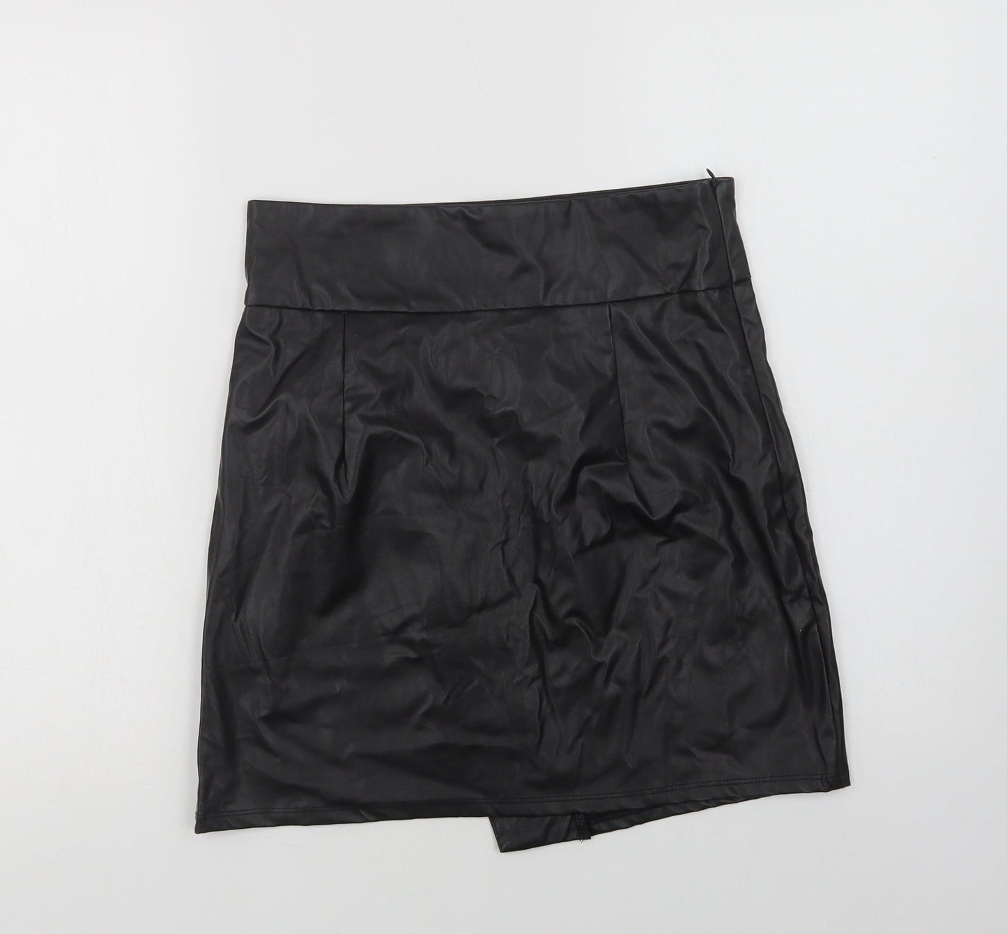 SheIn Womens Black  Polyurethane Mini Skirt Size M   Zip