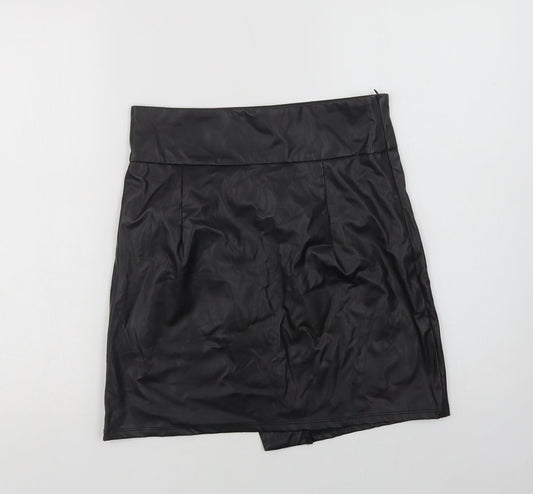 SheIn Womens Black  Polyurethane Mini Skirt Size M   Zip
