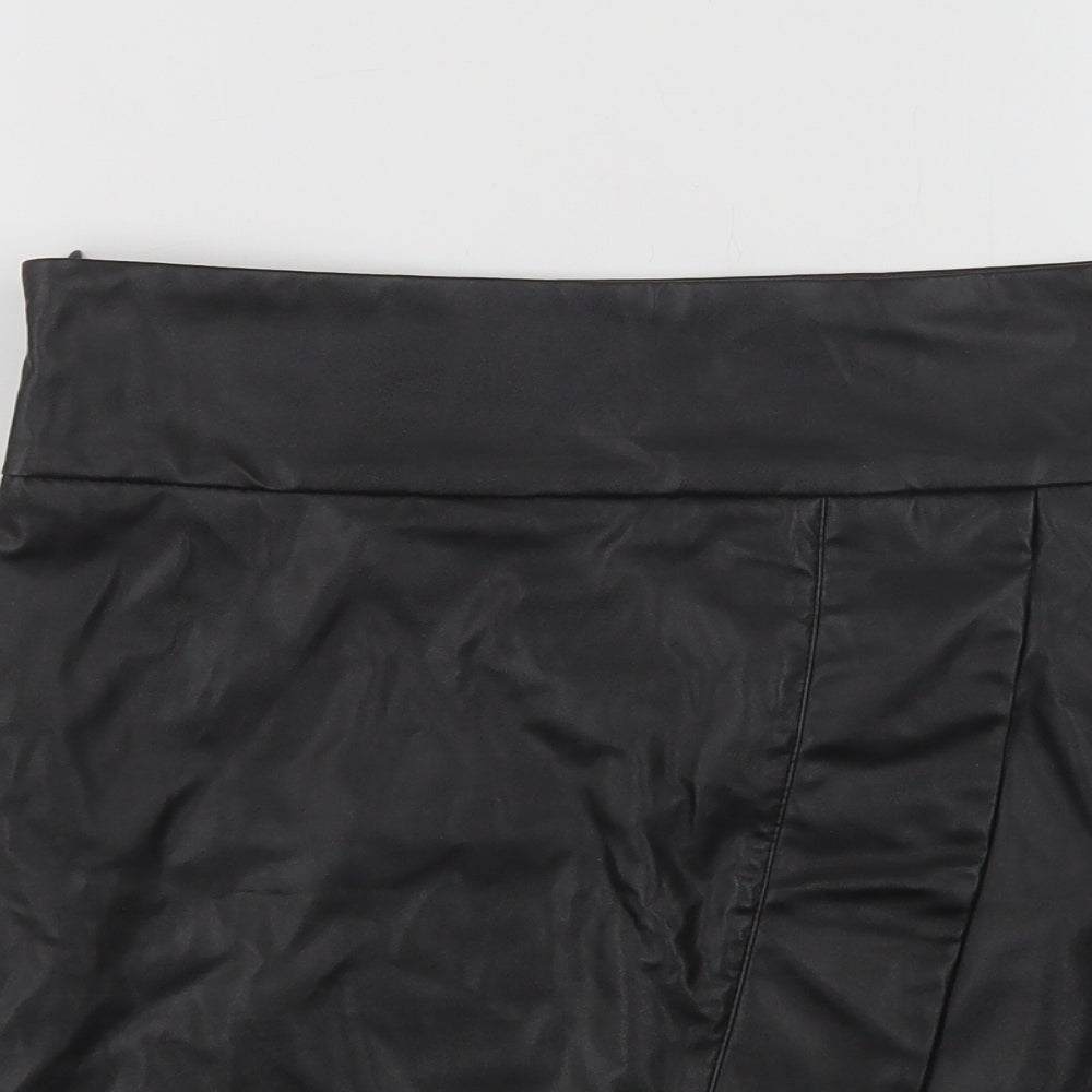 SheIn Womens Black  Polyurethane Mini Skirt Size M   Zip