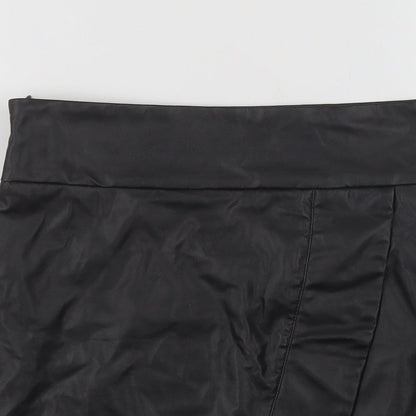 SheIn Womens Black  Polyurethane Mini Skirt Size M   Zip