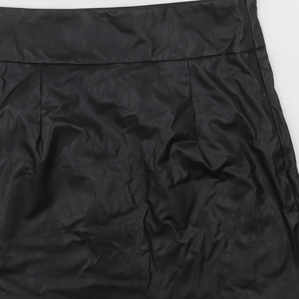 SheIn Womens Black  Polyurethane Mini Skirt Size M   Zip