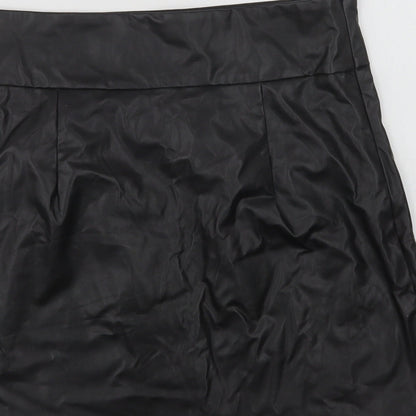 SheIn Womens Black  Polyurethane Mini Skirt Size M   Zip