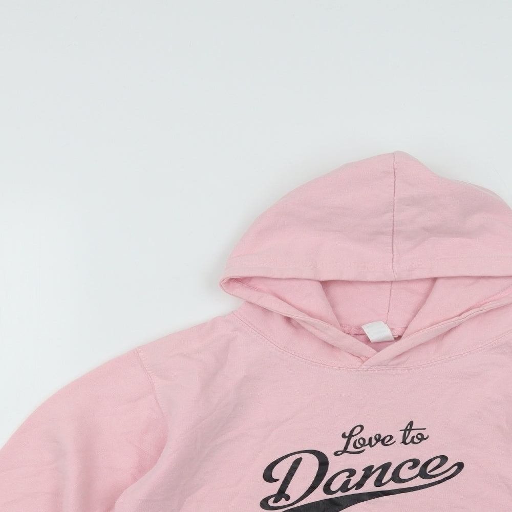 Awdis Girls Pink  Cotton Pullover Hoodie Size 9-10 Years   - Dance