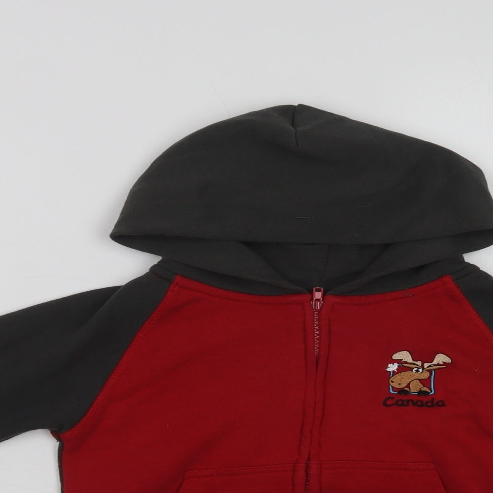 Kids Country Canada Baby Red Colourblock Cotton Full Zip Jumper Size 12-18 Months  Zip - Moose