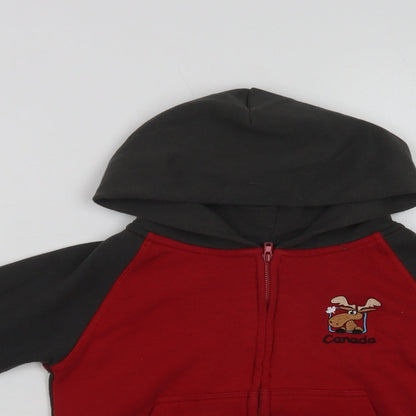 Kids Country Canada Baby Red Colourblock Cotton Full Zip Jumper Size 12-18 Months  Zip - Moose