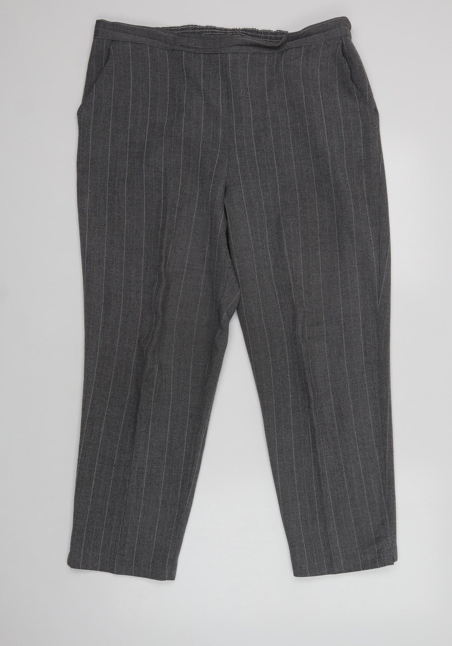Womens UK Size 18 Preworn Regular Fit Dress Pants Grey Trousers