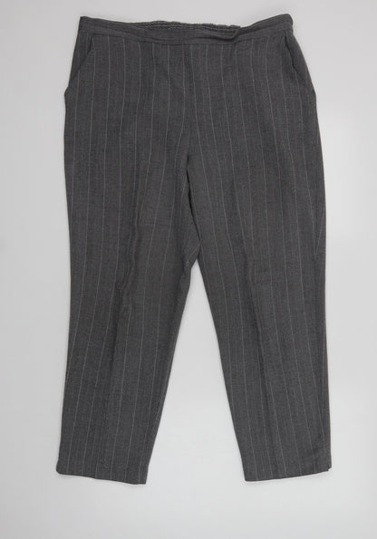 Womens UK Size 18 Preworn Regular Fit Dress Pants Grey Trousers