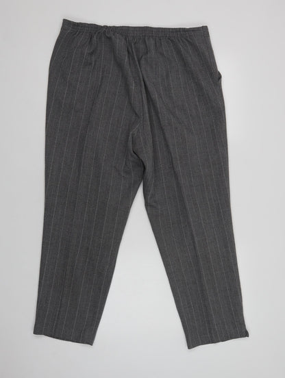 Womens UK Size 18 Preworn Regular Fit Dress Pants Grey Trousers