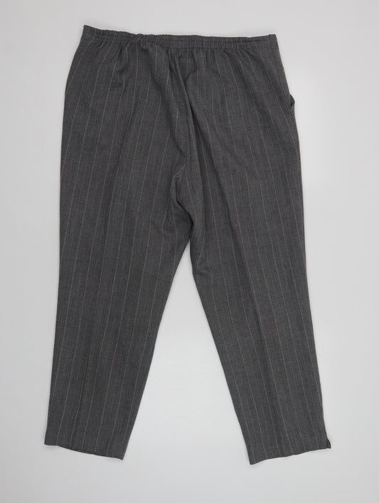 Womens UK Size 18 Preworn Regular Fit Dress Pants Grey Trousers