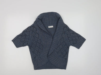 BHS Womens Blue Collared  Acrylic Cardigan Jumper Size 12
