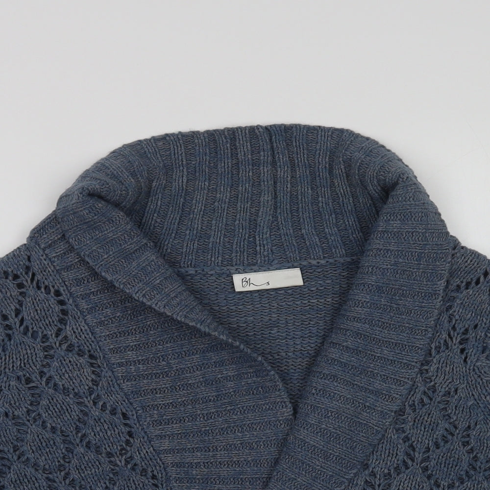 BHS Womens Blue Collared  Acrylic Cardigan Jumper Size 12