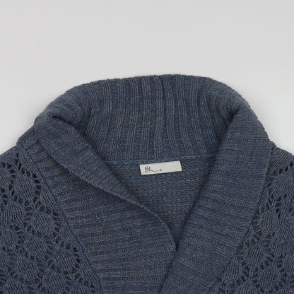 BHS Womens Blue Collared  Acrylic Cardigan Jumper Size 12
