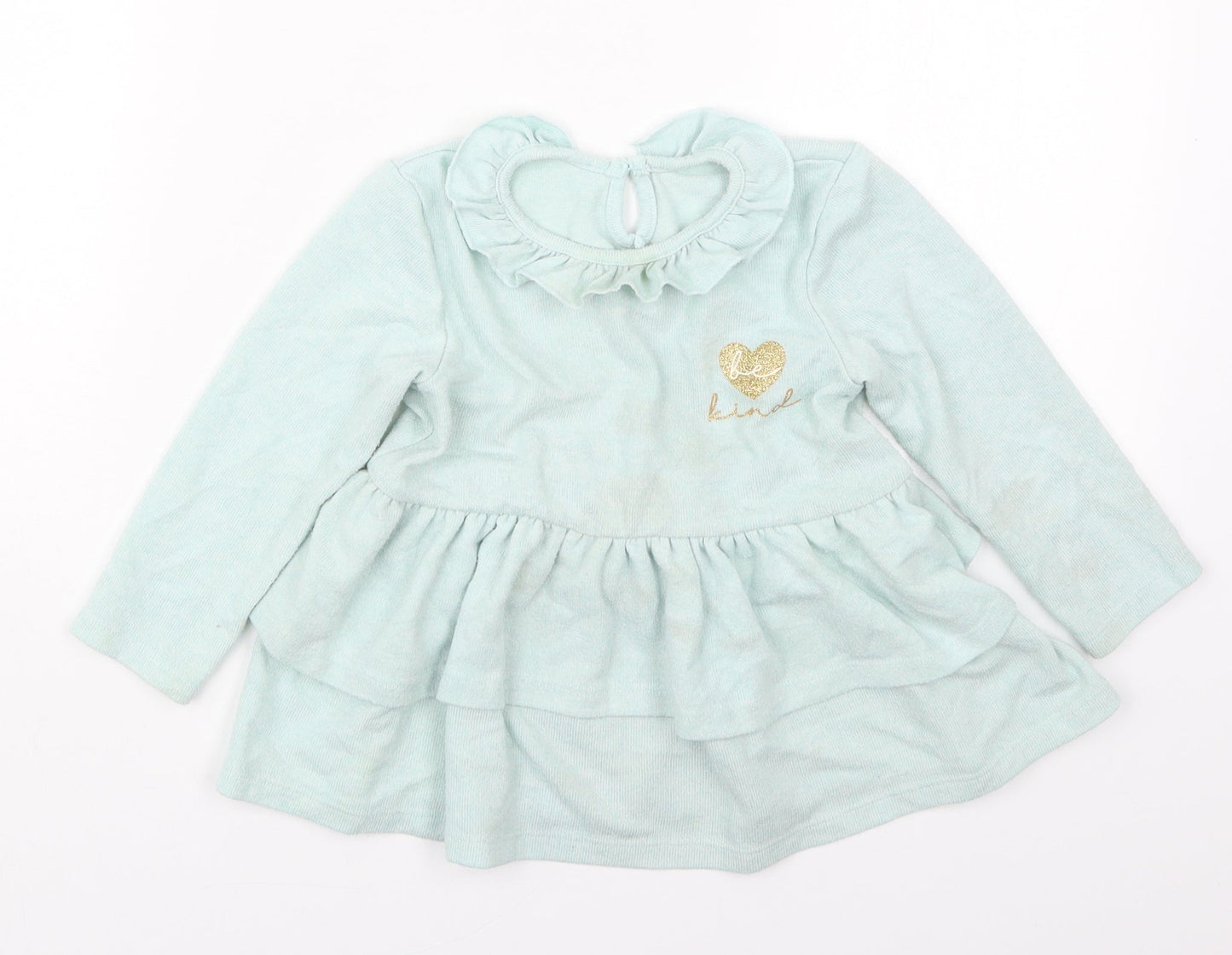 Matalan Girls Green  Polyester Skater Dress  Size 4-5 Years  Round Neck Button - Be Kind
