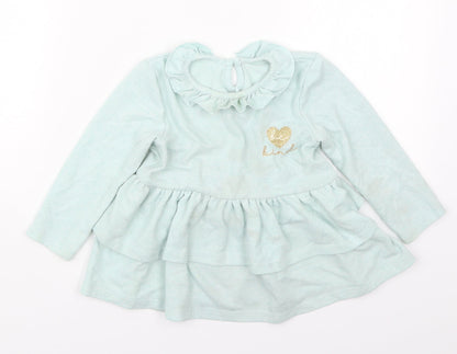 Matalan Girls Green  Polyester Skater Dress  Size 4-5 Years  Round Neck Button - Be Kind