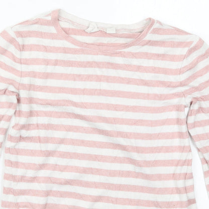 Gap Girls Pink Round Neck Striped Viscose Pullover Jumper Size 5 Years  Pullover