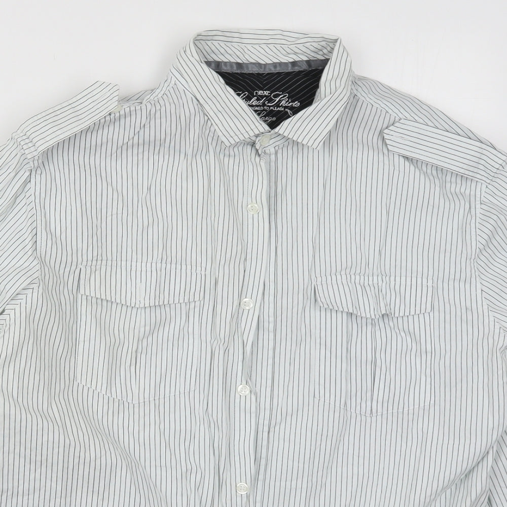Mens UK Size L NEXT White  Button-Up Long Sleeve Casual Shirt