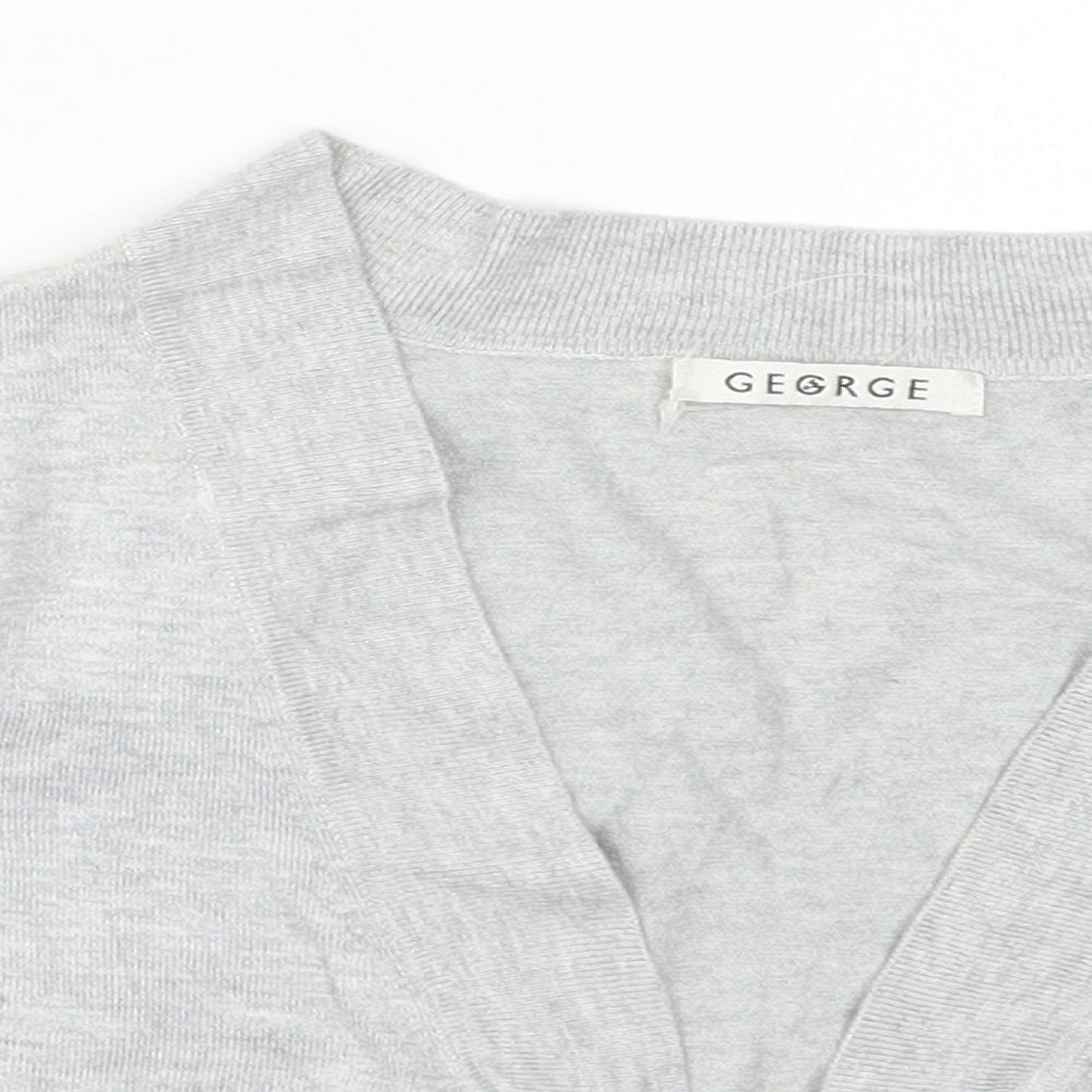 George Womens Grey V-Neck  Viscose Cardigan Jumper Size 12