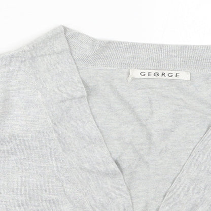 George Womens Grey V-Neck  Viscose Cardigan Jumper Size 12