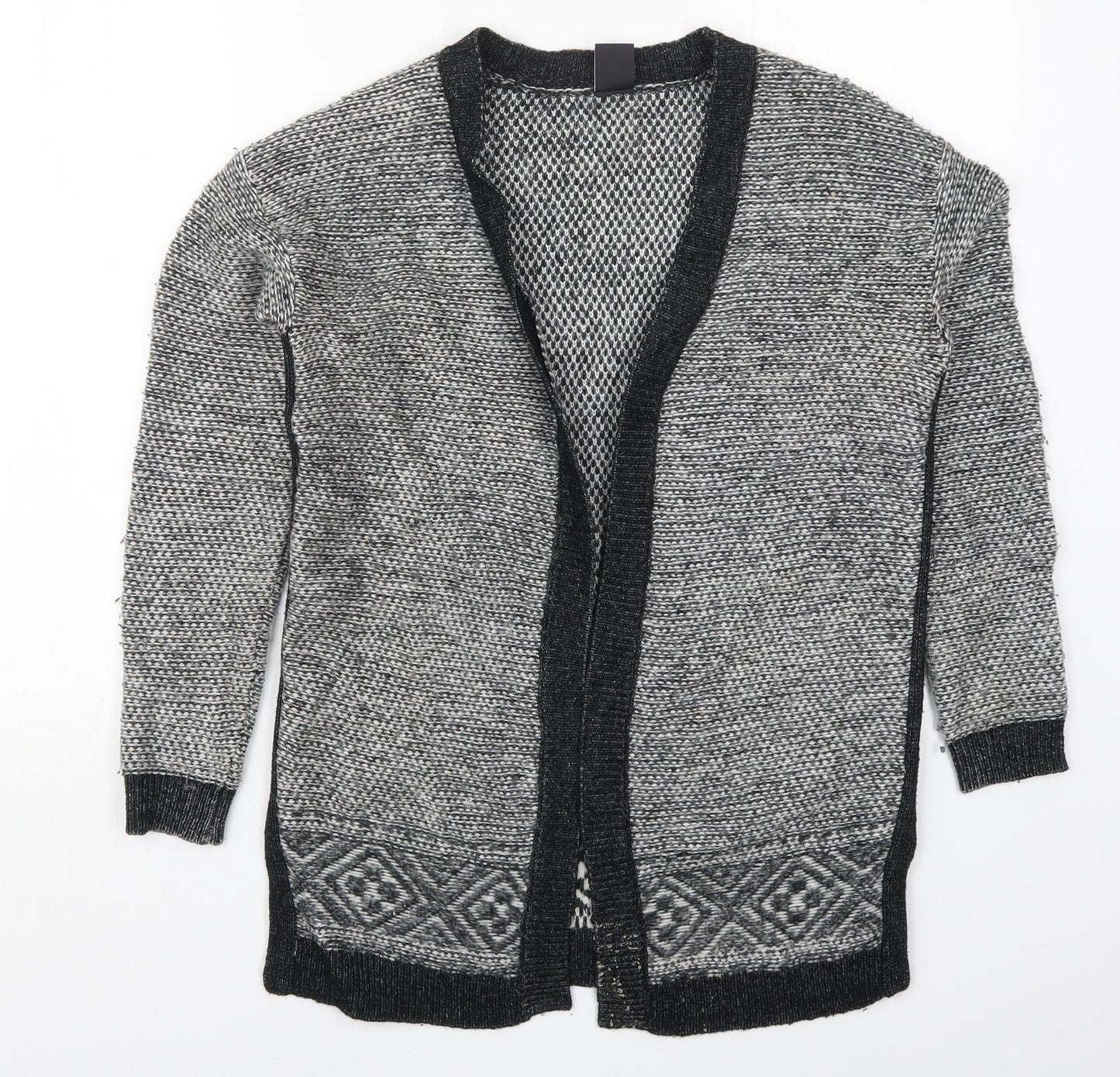Gap Womens Grey V-Neck Geometric Acrylic Cardigan Jumper Size XS