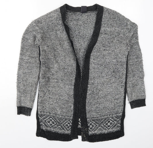 Gap Womens Grey V-Neck Geometric Acrylic Cardigan Jumper Size XS
