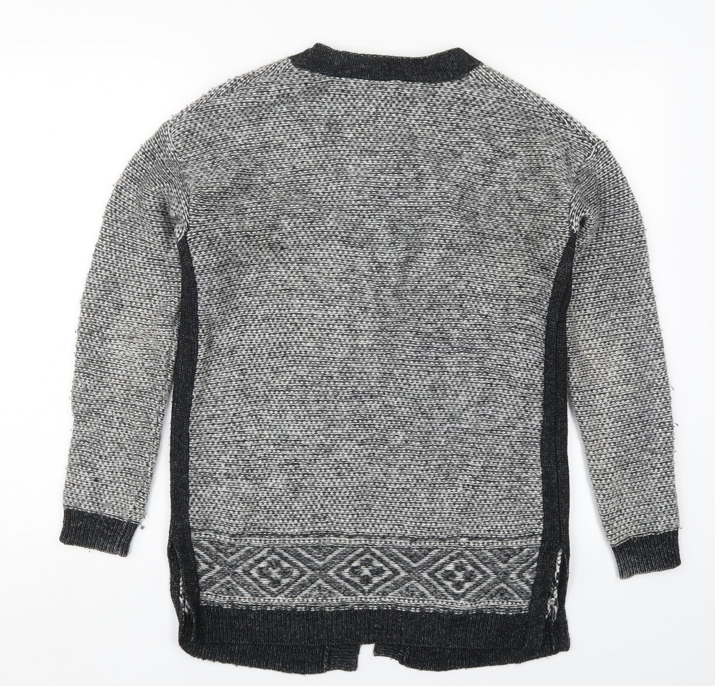 Gap Womens Grey V-Neck Geometric Acrylic Cardigan Jumper Size XS