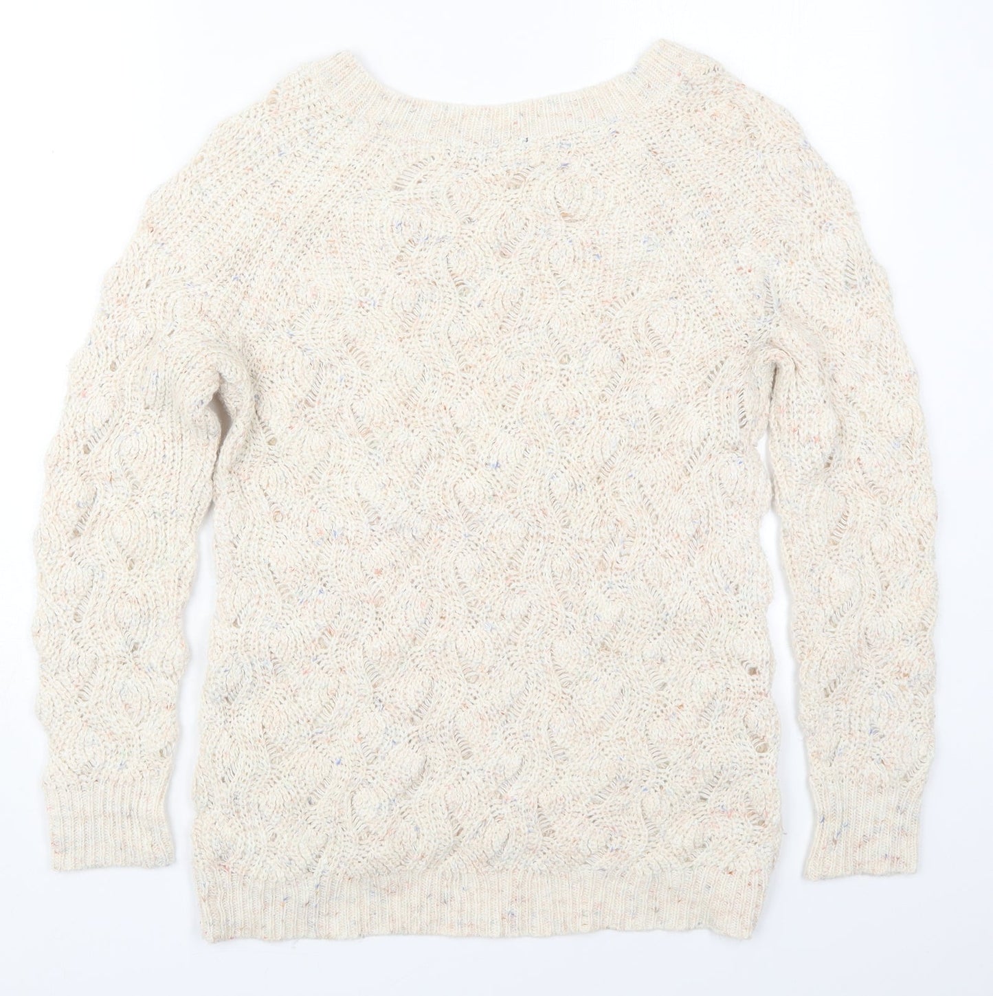 George Womens Beige Round Neck  Acrylic Pullover Jumper Size 10