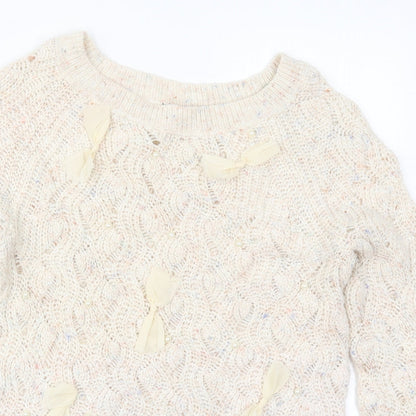 George Womens Beige Round Neck  Acrylic Pullover Jumper Size 10