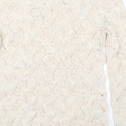 George Womens Beige Round Neck  Acrylic Pullover Jumper Size 10